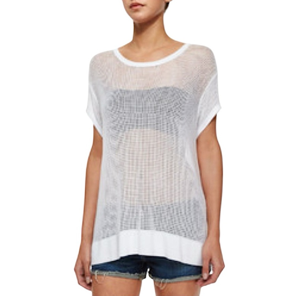 Rag & Bone Odette Short Sleeve Mesh Knit Top size L
